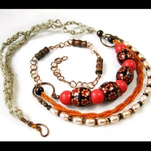 Handcrafted Floral Beaded Layered Necklace